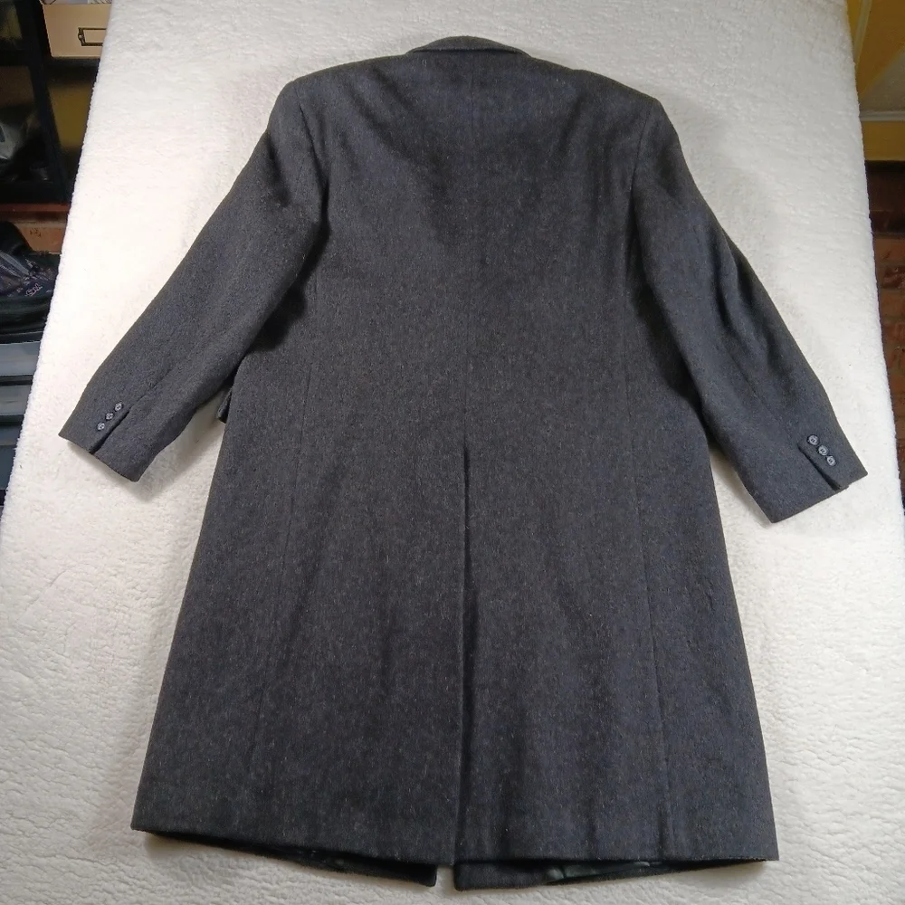 Vintage Nino Cerruti Coat Men’s 48r Gray Wool Cashmere Long Overcoat Peacoat